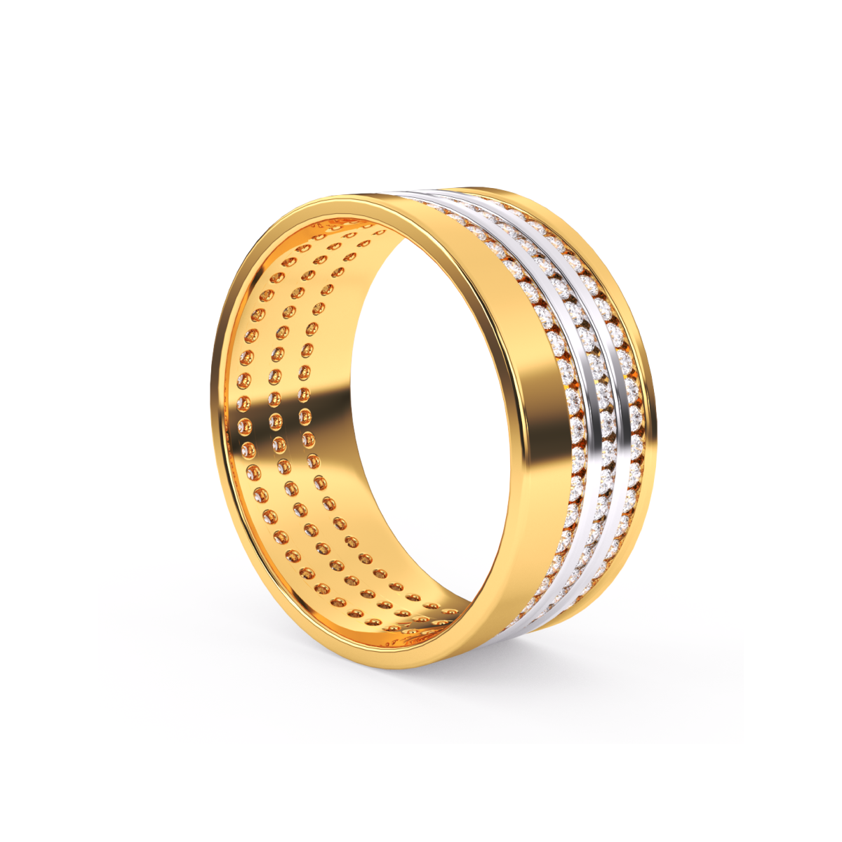 Vintage Three Row Diamond Couple Band